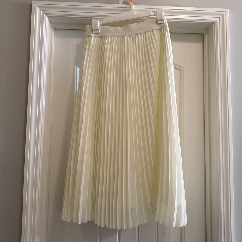 Quince Ivory Chiffon Pleated Midi Skirt